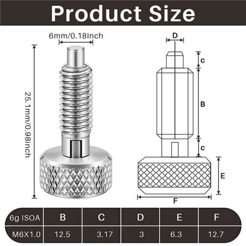 4X Hand Retractable Spring Plunger with Knurled Handle Lock-Out M6 Type Release Pins for Rolling Toolbox A