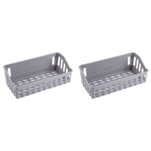 2X Bathroom Shelf Wall Mounted Storage Basket Punch Free Storage Rack Shower Organizer Kitchen Storage Holder Gray