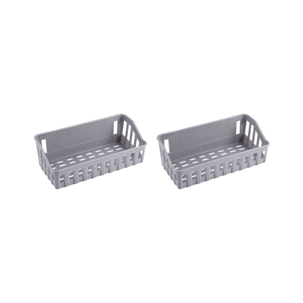Semoic 2X Bathroom Shelf Wall Mounted Storage Basket Punch Free Storage Rack Shower Organizer Kitchen Storage Holder Gray