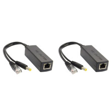 2X Gigabit PoE Splitter 10/100Mbps POE Splitter Output 12V Power over Ethernet IEEE 802.3af Black