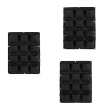 3X Fioriera da Giardino Verticale Tasca Multiuso per Montaggio A Parete Borsa da Coltivazione In Feltro per Interni / Esterni, 12 Tasche, Nero