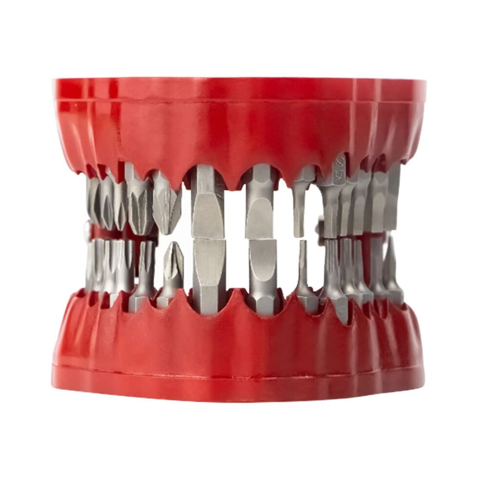 Red Magnetic Denture Drill Bit Holder, 28 Slot Hex Organizer For Quick Visual Identification 9073542548874