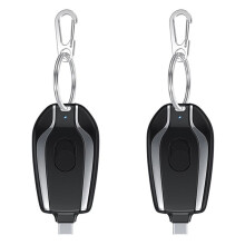 2X 1200MAh Power Bank Portable Porte-CléS Powerbank Batterie Externe de Rechange pour TéLéPhone Portable pour Smartphone, Type-C Noir