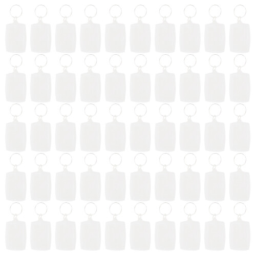 50Pcs Transparent Blank Insert Photo Picture Frame Key Ring Split Keychain
