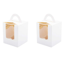 100 PCS Single Cupcake Boxes White Individual Cupcake Carrier Holders with Window Inserts for Bakery Wrapping Packaging