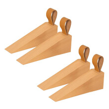 Wooden , Solid Wood Non-Slip Door Wedges, Sturdy and Durable Door Stop Wedge, Security (4 Pcs)