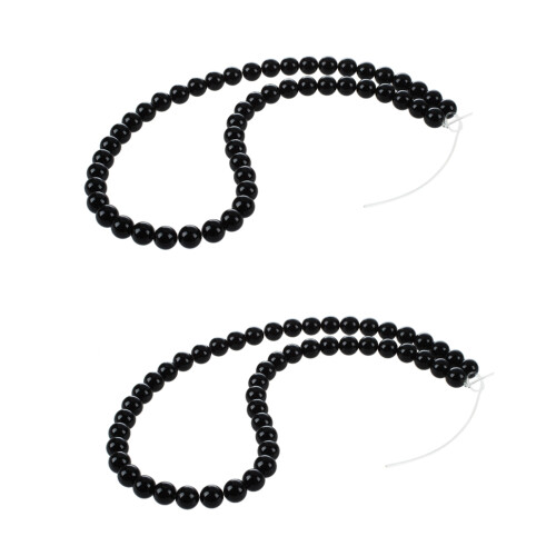 2X Rund Edle Schwarz Onyx Perlen Bead Strang Halbedelstein 8mm