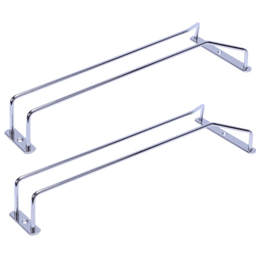 2X Glas Wein Champagner Cup Hangers Rack Halter mit Schrauben (Silber)
