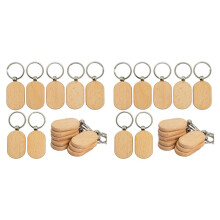 Blank Wooden Key Tag Key Diy Wood Keychains Key Wood Engraving Blanks 40 Pack