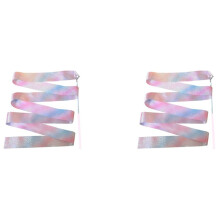 2pcs 2M Flashing Star Gym Ribbons Dance Ribbon Rhythmic Art Gymnastics Ballet Streamer Twirling Rod Rainbow Stick