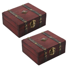 2X Holz Vintage Lock Schatzkiste Schmuck Aufbewahrungsbox Fall Veranstalter Ring Geschenk