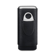 Cigar Case - Cedar Wood Lining Travel Humidors for Cigars - Cigar Accessories Include Stainless Steel Cigar Cutter