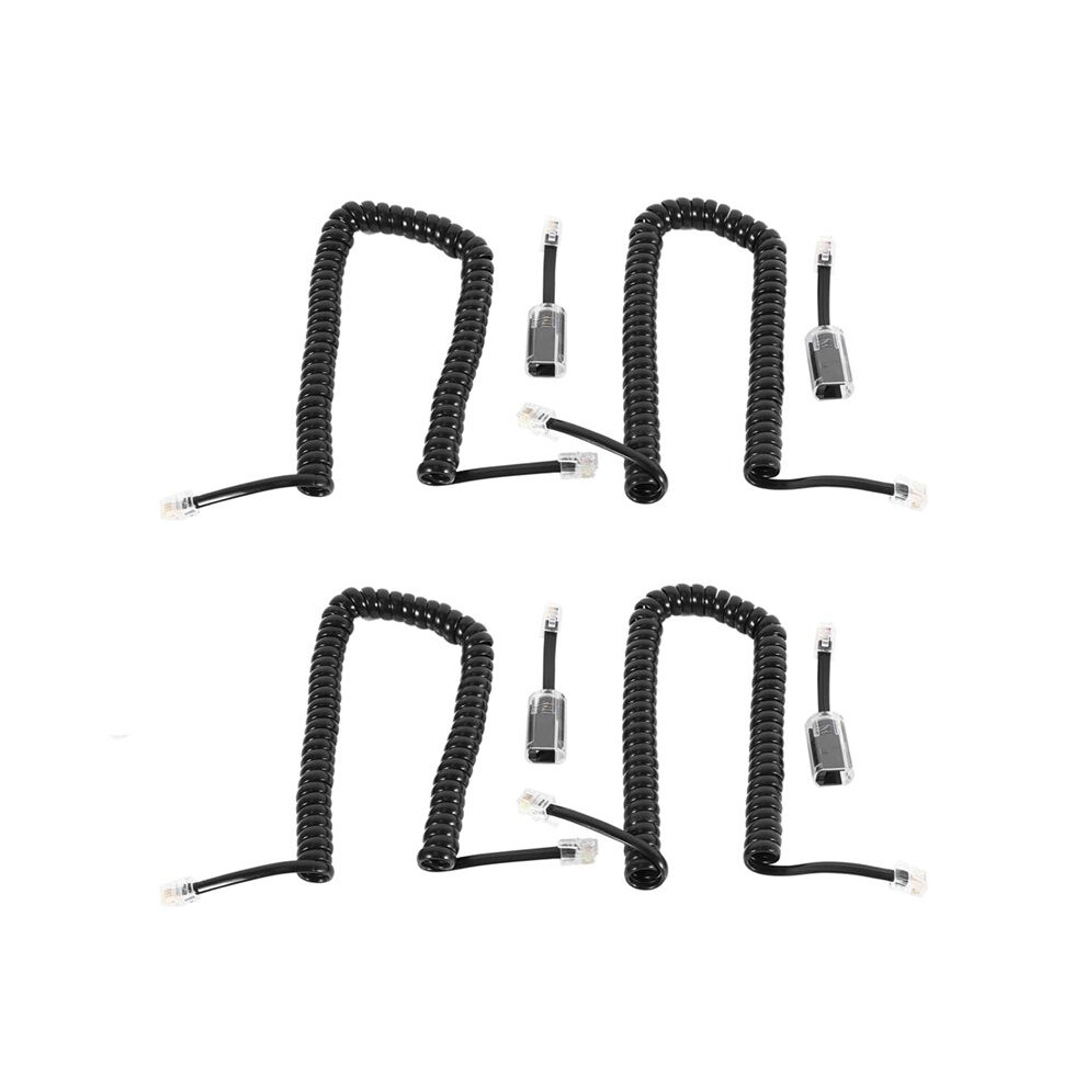 4X Coiled Telephone Handset Cord 1.1 Ft Coiled 4X Extended Rotatable Telephone Phone Cord Detangler Landline Black 4712824665681
