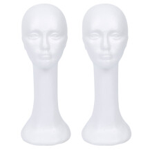 2X Long Neck Female Foam Model Glasses Hair Wig Mannequin Hat Stand