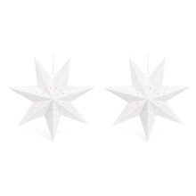 2X Hanging Paper 7 Pointed Star Lantern, Christmas Hanging Star Decorations for Christmas Wedding Birthday Decoration
