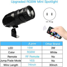 2pcs Led Pinspot Light, 15W Disco  Spotlight, RGBW Mirror  Lights with Remote Control, LED Pin US Plug