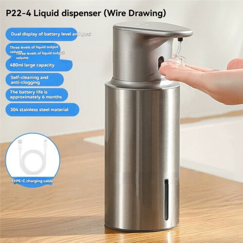480ml Automatic Liquid Soap Dispenser Rechargeable Gel Soap Dispenser Touchless Hand for Bathroom Kitchen A 1