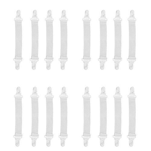 16 Pcs Home White Elastic Mattress Bed Sheet Grippers Clips