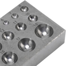 Stahl-Dappblock für die Schmuckherstellung, Hochfester Stahl (Härtegrad 45) mit 14 Polierten Vertiefungen