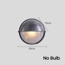 Applique Murale LED Ronde D'Extérieur Rétro E27 Étanche à L'Humidité, Style Industriel, en Aluminium et Verre, Idéale pour Jardin ou Porche
