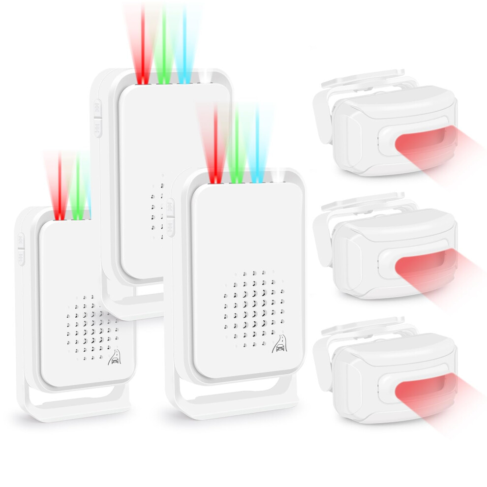 Outdoor Motion Sensor Alarm 3 Pack, Wireless Driveway Alert System With Long Range Pir Detection And Ip64 Waterproof Protection 9092120110739