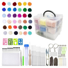 36 Colors Felting Wool Needle Kit with Tools Complete DIY Fabric Set for Handmade Crafts Sculpting Materials
