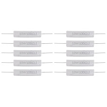 10 Pcs 10W Watt 100 Ohm 5% Axial Wirewound Cement Resistors