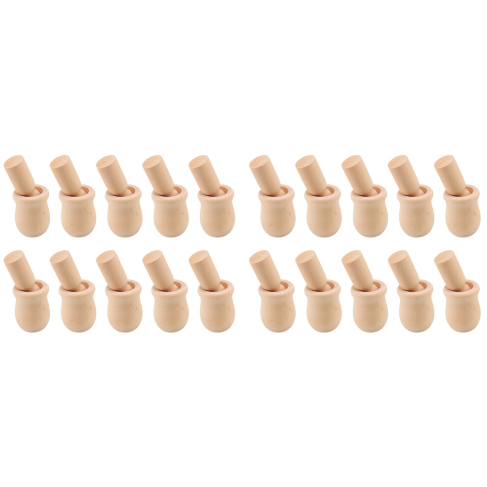 Semoic Wooden Peg People Nesting Set Wood Peg Dolls Kids Diy Montessori Toy Pack Of 20