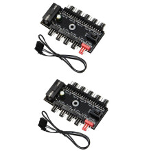 2X 10-Poorts Pc-Chassisventilatorhub CPU-Koeling HUB 12V 4-Pins Ventilator PWM-Hub -Controller