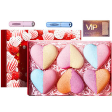 6Piece HeartShaped TwoTone Bath Bombs Gift Set with Perfume Atomizers and Gift Card for Valentine's Day Spa