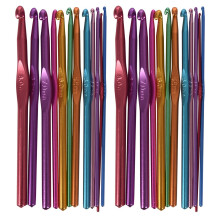 24X Metal Needles Crochet Hooks Set with Case Yarn Kit Multicolor Random
