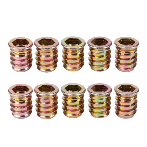 Set of 10 Threaded Insert M10 x 20 mm for Wood