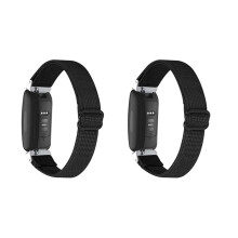 2X  Uhr Bände für  Inspire 2 / Inspire HR, Elastisch Verstellbare Ersatz Bänder für Weiche Armbänder (Schwarz)