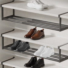 Adjustable Metal Scalable Shoe Rack Organizer for Entryway, Dorm, Garage - Expandable Storage White