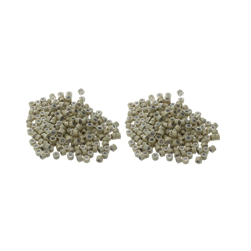 400 Pcs 5Mm Blonde Color Silicone Lined Micro-Rings Beads Linkies For Hair Extensions Exogio