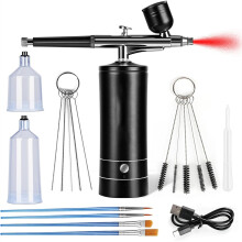 Kit Aérographe Rechargeable avec Compresseur et 3 Réglages de Pression D'Air. Aérographe Sans Fil pour la Décoration et la Peinture de Maquettes.