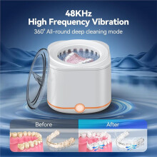 Ultrasonic Retainer Cleaner, 48kHz Retainer Cleaner Machine with 7.8OZ Dental Cleaning US Plug