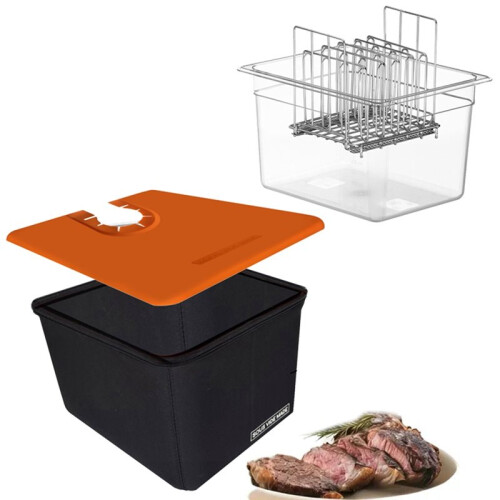 Sous Vide Container 12 Quart with Lid Insulation Sleeve Rack Collapsible Hinge for All Immersion Circulators Kitchen 2