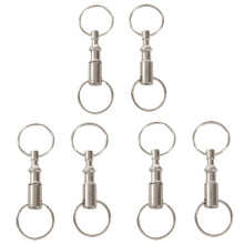 6Pcs Heavy Duty Double Porte-Cles Pull Apart Snap Lock Support D'Anneau Tournant