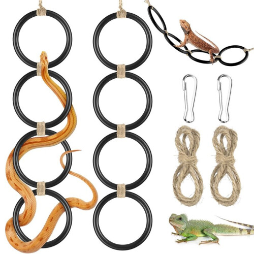 2PCS Snake Climbing Rings Kit, Adjustable  Python Enrichment Hoop Chain Toys for Corn Snakes,Chameleons, 1