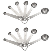 12X Measuring Spoons, Stainless Steel Measuring Spoons Cups Set, Small Tablespoon with Metric and US Measurements