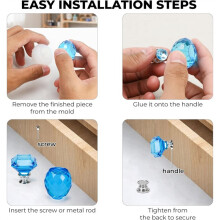 Moules pour Poignées de Porte (4 Pièces) en Résine Époxy, Kit de Silicone Cristal DIY, Poignées 3D Faites Main pour Cuisine, Commode, Armoire