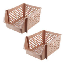 2X Cestino Impilabile Nel Plastica Cestino Portaoggetti Da Cucina Cestino Portaoggetti Nel Plastica(Beige)
