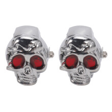 2X Red Eyes Skull Design Stretchy Band Quartz Ring Watch for Lady Men