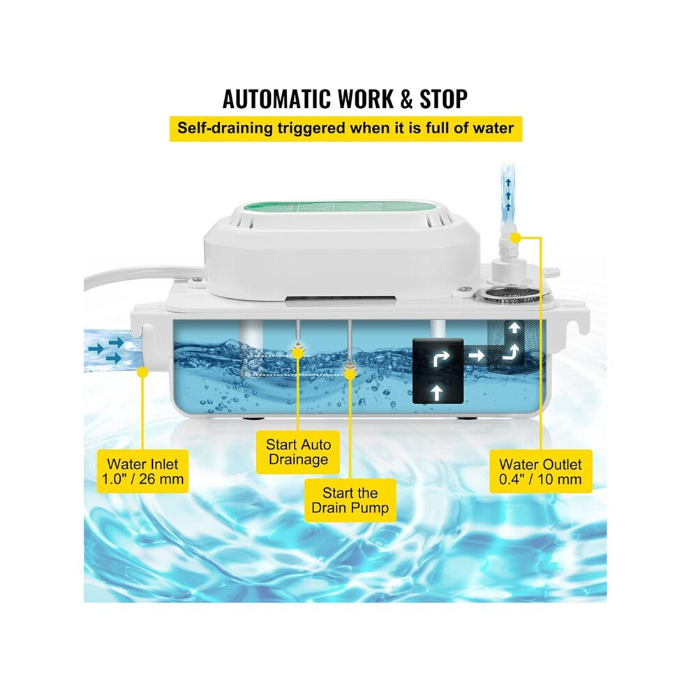 Condensate Pump Automatic Hvac Lift Removal Drain 100L/H With 500Ml For Dehumidifier 100Â230V Hvac Condensate Pump 6033604611185