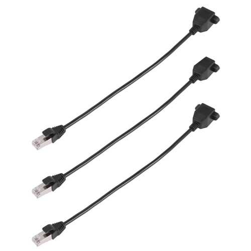 3X RJ45 Female to Male Adapter Network Extension Cable Panel Mount 27cm