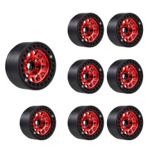 8 SZTUK 1.9 Metal Beadlock ObręCzy KołA dla 1/10 RC Crawler Axial SCX10 90046 AXI03007 TRX4 RedCat D90, Czerwony