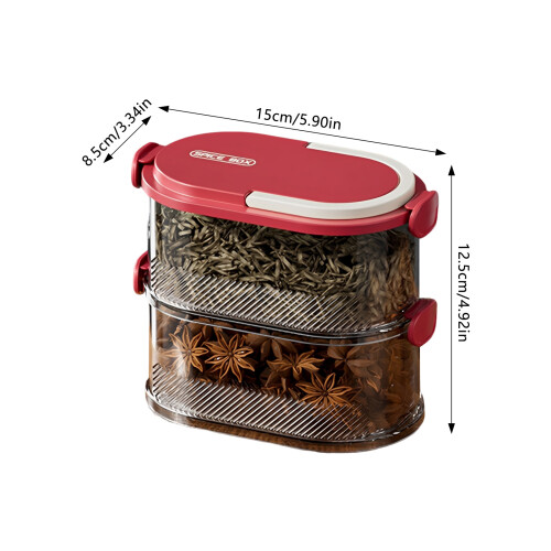 (Modern Red, Two Layers) Multigrain Rice Storage Box, Sealed Kitchen Jar