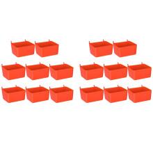16 Pieces Pegboard Bins Kit Pegboard Parts Storage Pegboard Accessories Workbench Bins for Organizing Hardware(Red)