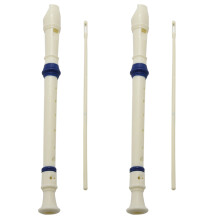 2X Students Plastic 8 Holes Soprano Recorder Flute Beige with Cleaning Stick